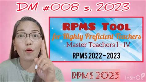 Rpms 2023 Rpms Tool For Highly Proficient Teachers Mt I Iv Dm 008