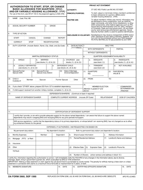 Da Form 5960 Fillable Free Printable Forms Free Online
