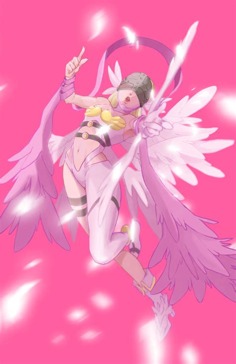 Angewomon Digimon Absurdres Highres Angel Feathers Mask Multiple