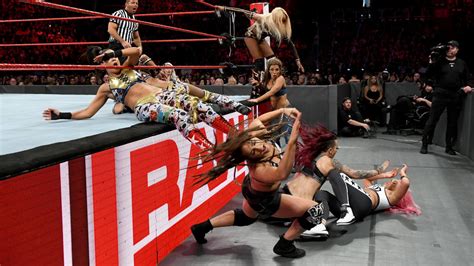 Trish Stratus Lita Sasha Banks Bayley Natalya Vs The Riott Squad