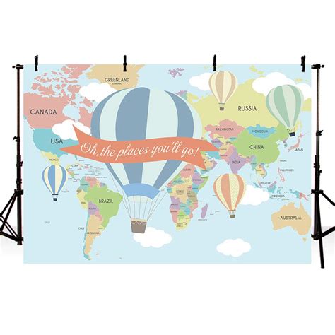 Buy Mehofond Travel Birthday Party Decorations Backdrop Travel Around The World Hot Air Balloon