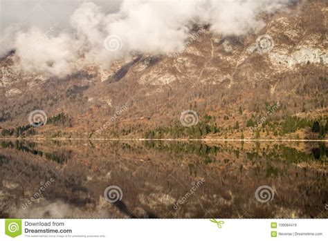 Scenic Bohinj Lake With Its Surrounding Nature In Slovenia Stock Image