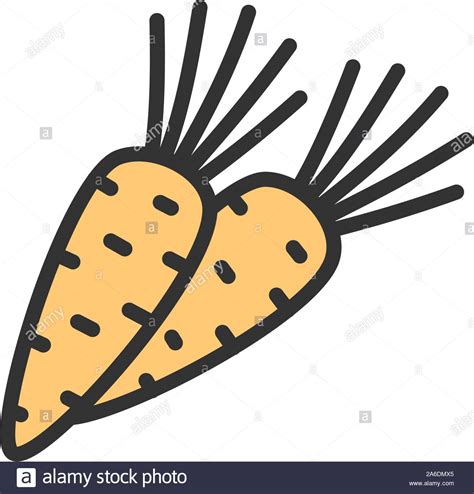 Vector Carrot Vegetable Flat Color Line Icon Stock Vector Image And Art