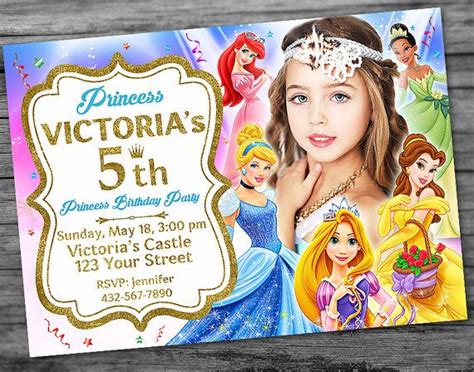 Princess Invitation Princess Birthday Princess Party Disney Princess