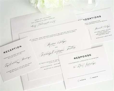 Traditional Wedding Invitation Script Gray White Black Script