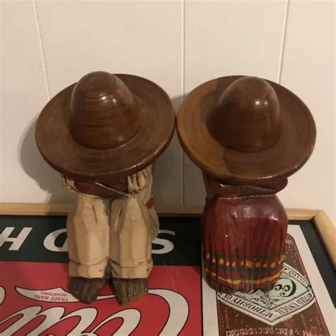 Vintage Carved Wooden Mexican Siesta Sleeping Man And Woman Bookends