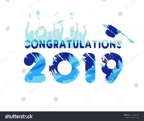 Congratulations 2018 Graduation Mortar Water Colors Stock Vector