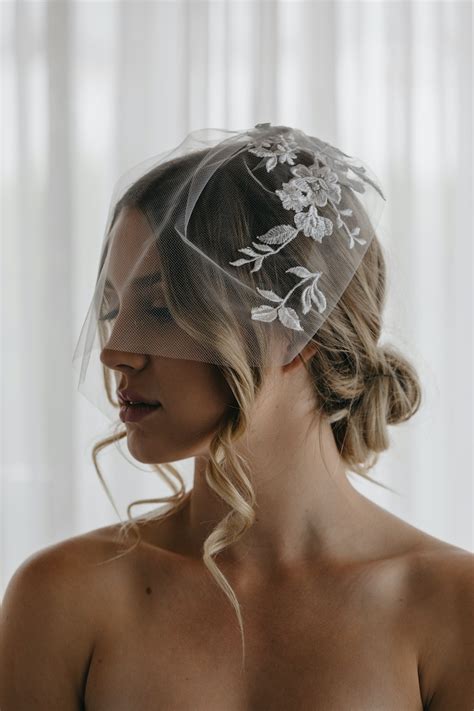 Nouveau Lace Birdcage Veil Tania Maras Bespoke Wedding Headpieces