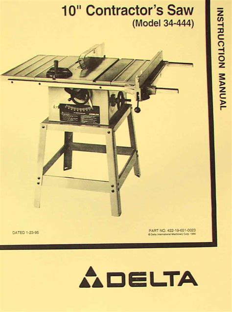 Delta 10 Contractor Table Saw Manual