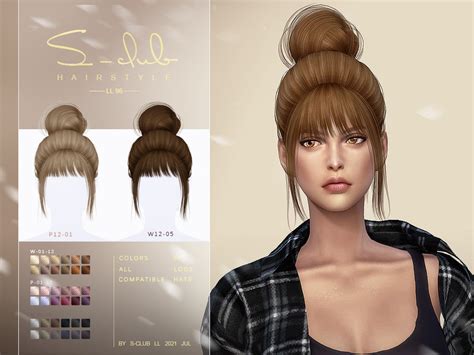 The Bun With Bangs Hair By S Club The Sims Resource Sims 4 Hairs