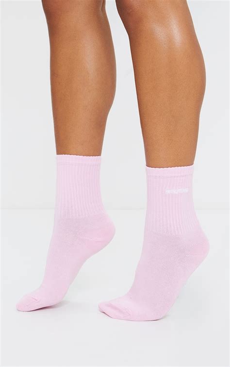 prettylittlething pink embroidered socks prettylittlething ie