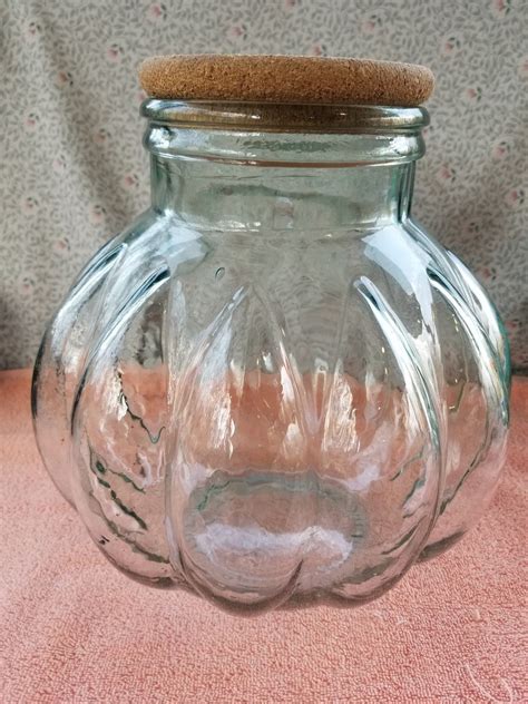 Light Green Glass Jar Canister With Cork Lid 11 Tall Made In Italy