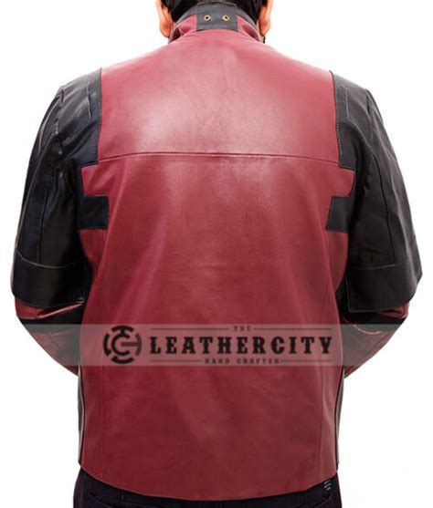 Deadpool Wade Wilson Ryan Reynolds Maroon And Black Leather Jacket Theleathercity