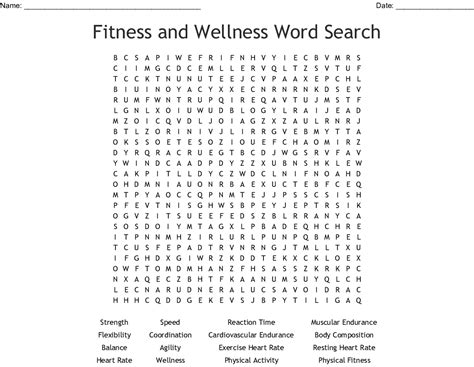 Fitness And Wellness Word Search Wordmint