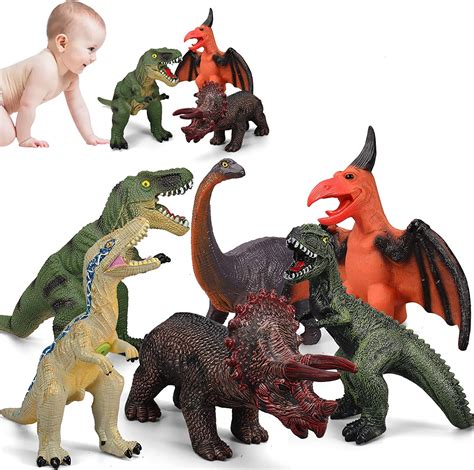 6 Piece Jumbo Dinosaur Toys For Kids And Toddlersjurassic World Blue