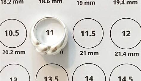 ring size chart using inches