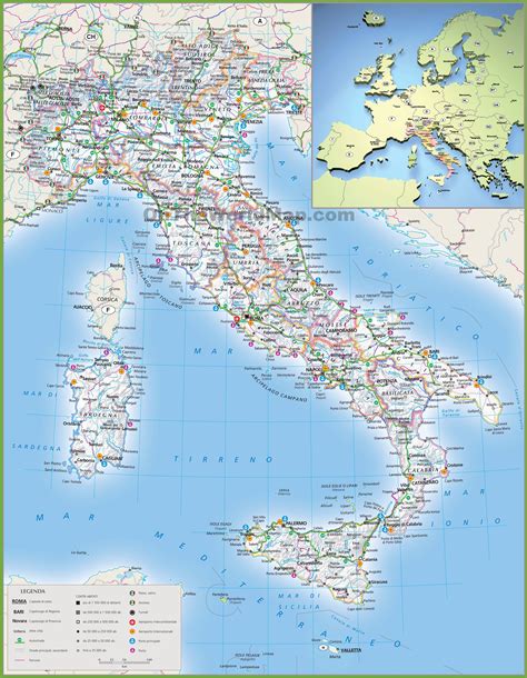Road Map Of Italy With Distance United States Map