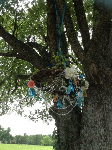 Chandelier Hanging In A Tree For An Outdoor Wedding Outdoor Wedding