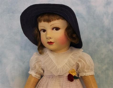 Vintage 20 French Raynal Cloth Doll In Original Costume C1930 Edouard
