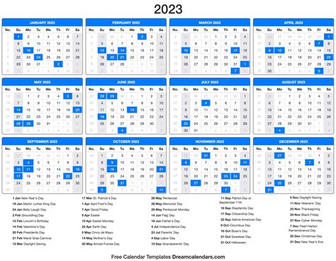2023 Week Number Calendar Printable Printable Blank World