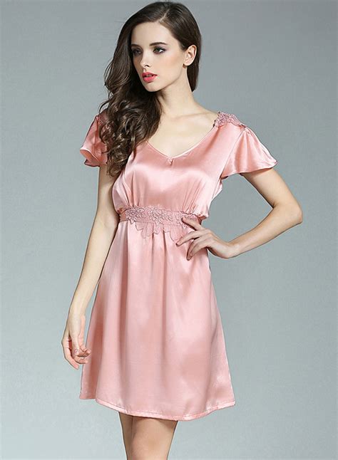 Womens Pure Mulberry Silk Flounce Sleeve Nightgown Fancysilksleep