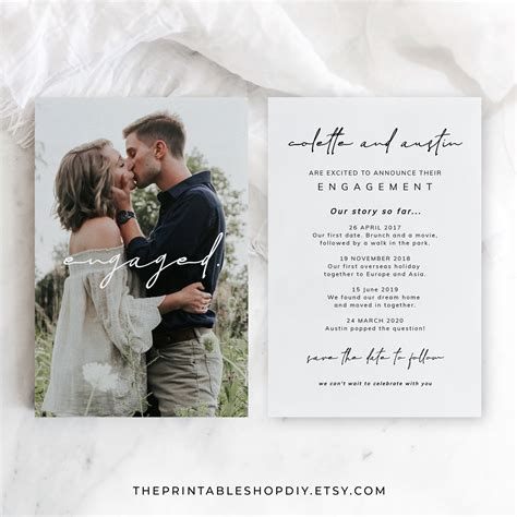 engagement announcement card our love story we re etsy australia