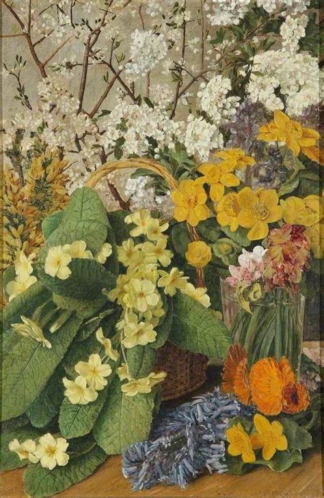 A Painting Of Flowers In A Basket On A Table With Other Flowers And