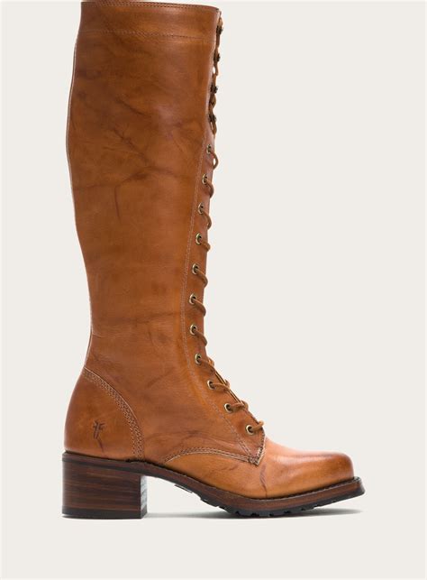 Since the banana leather would go with almost anything, i chose that color for my new boots. FRYE | Campus Lug Lace - Banana | Leather shoes woman, Boots, Leather boots women