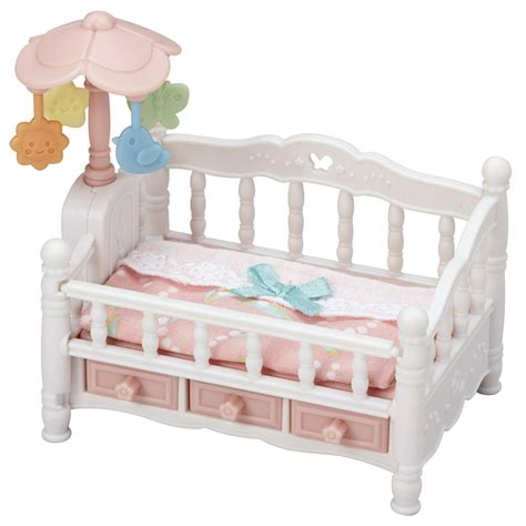 Calico Critters Crib With Mobile Dollhouse Furniture Set With Working