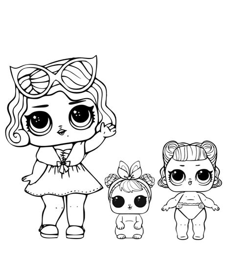 Doll Lol Glamour With Pet And Little Sister Coloring Pages For You