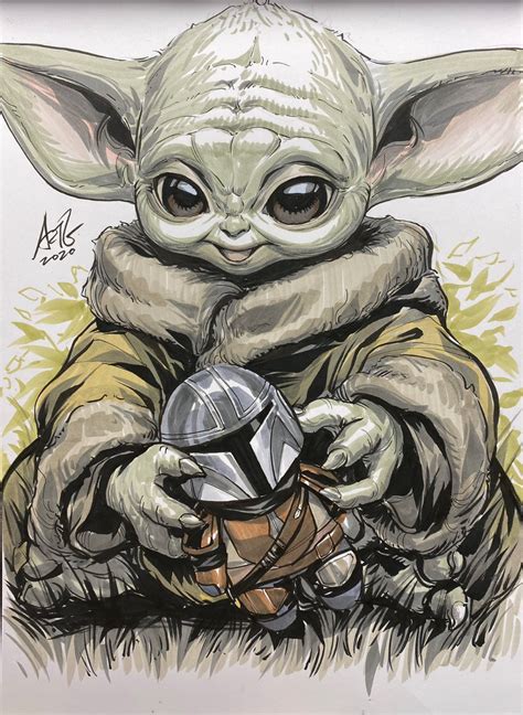 The Mandalorian Baby Yoda By Artgerm Stanley Lau Star Wars Art