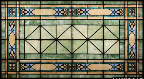 Green And Blue Transom Stained Glass Window