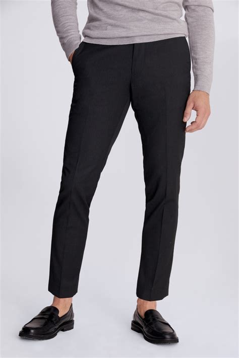 Tailored Fit Charcoal Stretch Trousers Buy Online At Moss