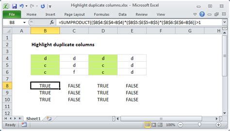 Excel Formula Highlight Duplicate Columns Exceljet
