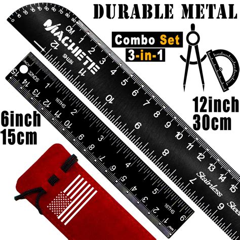 Buy Metal Ruler Set 15 Cm6 Inch And 30 Cm12 Inch Rulers Stainless