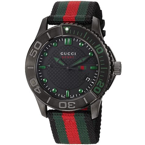 Gucci Mens Ya126229 G Timeless Dive Black Dial Nylon Strap Watch