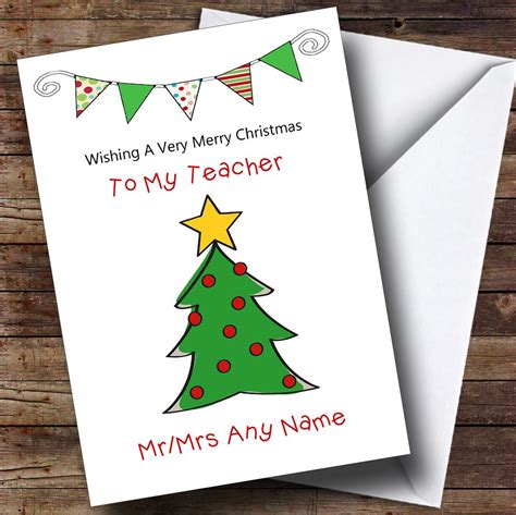 Doodle Christmas Tree Teacher Customised Christmas Card Party Animal