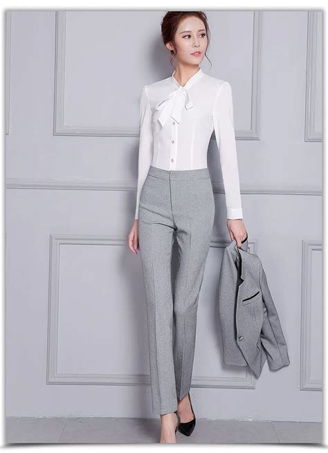 Wholesale Full Length Professional Business Formal Pants Work Wear Office Lady Women Trousers