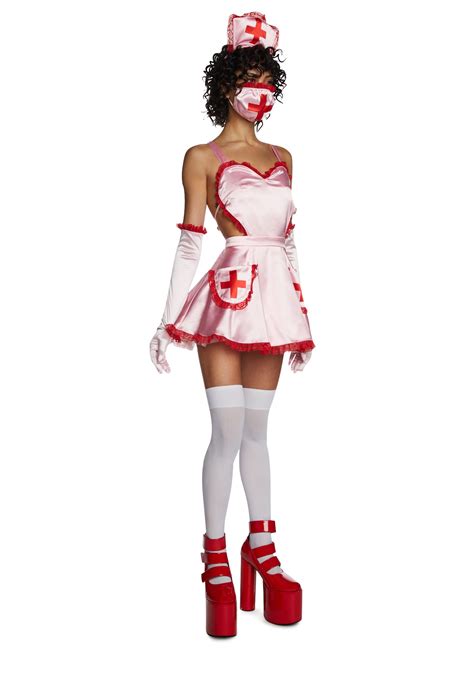 Trickz N Treatz Sexy Nurse Satin Costume Set Pink Dolls Kill