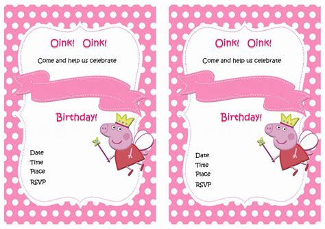Peppa Pig Birthday Invitations Birthday Printable