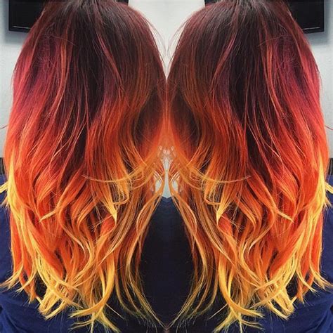 This also means it doesn't matter whether you have the dye job done at a salon or you diy it in. Fire hair, Fire ombre hair, Artistic hair