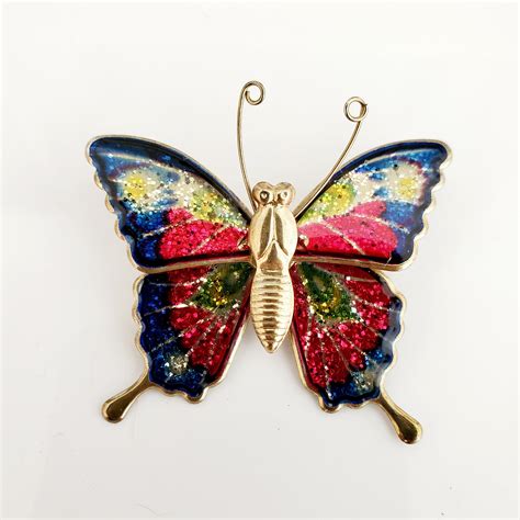 Vintage Costume Jewelry Butterfly Pin Brooch Enamel Gold Etsy