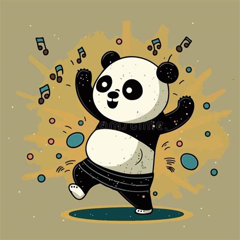 Cute Dancing Panda Funny And Happy Dancing Panda Vector Graphics