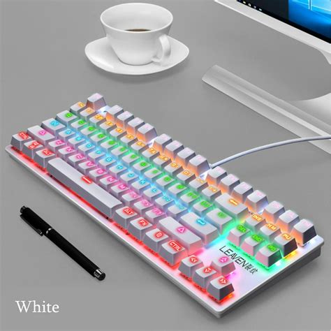 Leaven K550 87 Mechanical Gaming Keyboard Rainbow Backlit Ultra Slim