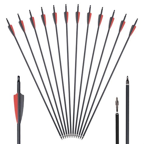 12pcs 30 Carbon Arrows Spine 500 Od 78mm And 12pcs Broadheads Archery