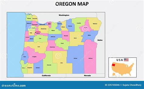 Oregon Map State And District Map Of Oregon Stock Vector
