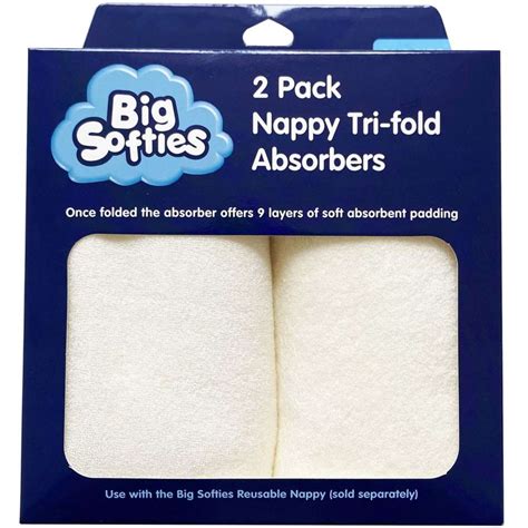 big softies nappy tri fold absorber 2 pack woolworths