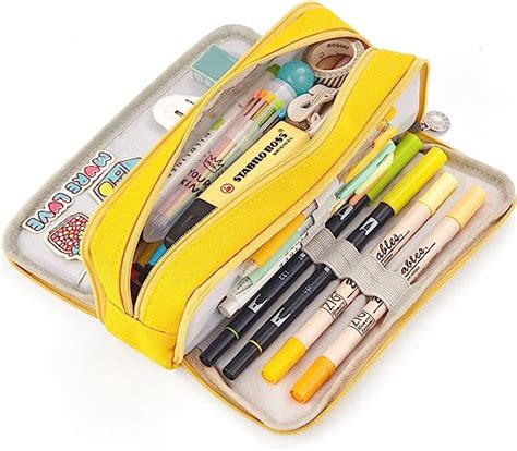 Cicimelon Large Capacity Pencil Case 3 Compartment Pouch Pen Bag For