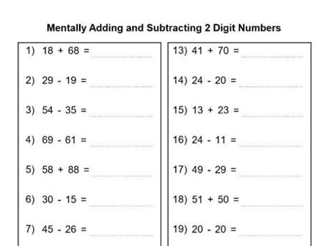 2nd Grade Mental Math Worksheets Worksheets Master