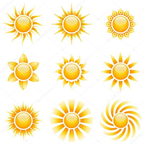 Yellow sun vector icons isolated on white background. — Stock Vector © tuulijumala #26101067